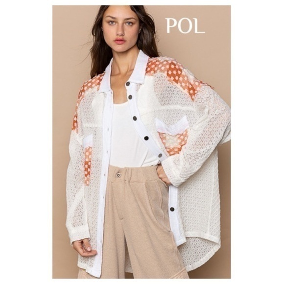 POL oversized lace shacket NWOT
